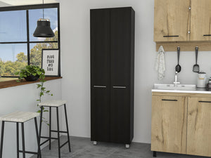 English Elm Rectangle Pantry Cabinet Wenge - 78.7" Tall 5-Shelf Storage Cupboard with Metal Handles, Slim Modern Design B062S00100
