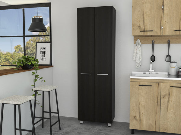 English Elm Rectangle Pantry Cabinet Wenge - 78.7" Tall 5-Shelf Storage Cupboard with Metal Handles, Slim Modern Design B062S00100