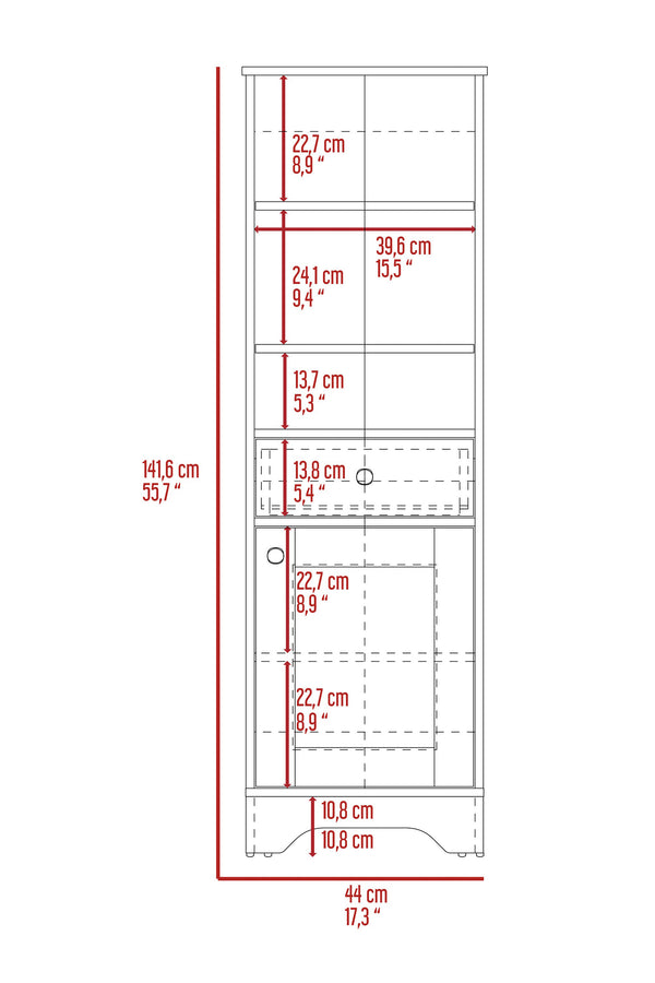 English Elm Light Grey Tall Linen Cabinet with Drawer & 5 Shelves, 55.7"H x 17.3"W x 13.8"D — Stylish Organized Storage for Bathroom or Hallway B06280550