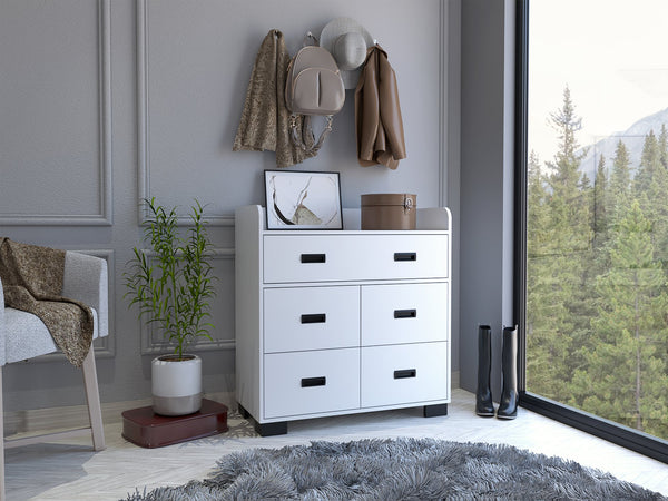 English Elm Edgemont White 5-Drawer Dresser – Elegant Space-Saving Storage, Durable Finish, Classic Rectangular Design B062S00009