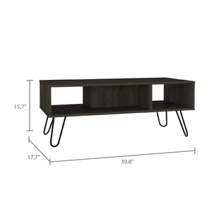 English Elm Newport Mid-Century Rectangle 2-Shelf Coffee Table in Carbon Espresso with Hairpin Metal Legs, Spacious Surface B06280277