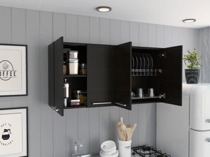 English Elm Rectangle Four Swing Doors Wall Cabinet Wengue — 47.2" Wide Modern Rectangular Storage with 4 Shelves, Sleek Dark Finish B06280441