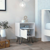 Modern White Creek Nightstand with Hairpin Legs, Shelf, Drawer - 13.70 x 17.70 x 22.20