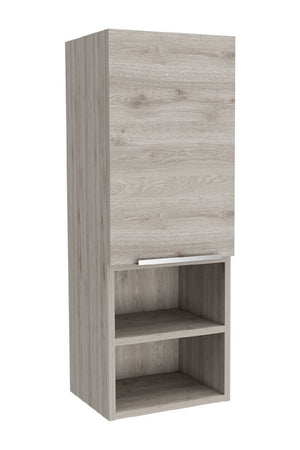 English Elm Light Grey Transitional Bathroom Cabinet with 2 Doors & 4 Shelves — Slim 32" Storage for Towels, Decor, Toiletries (Modern Neutral Finish) B06280563