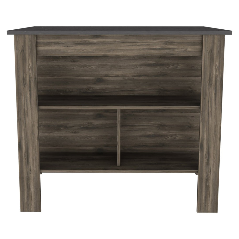 English Elm Rockaway 3-Shelf Kitchen Island In Dark Brown & Onix - Stylish, Durable Storage & Prep Solution! B06280051-GIGA
