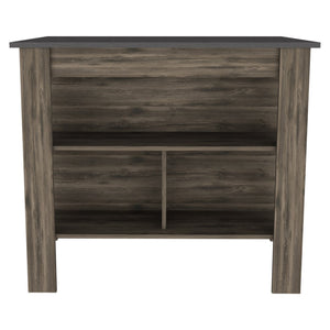 English Elm Rockaway 3-Shelf Kitchen Island In Dark Brown & Onix - Stylish, Durable Storage & Prep Solution! B06280051-GIGA
