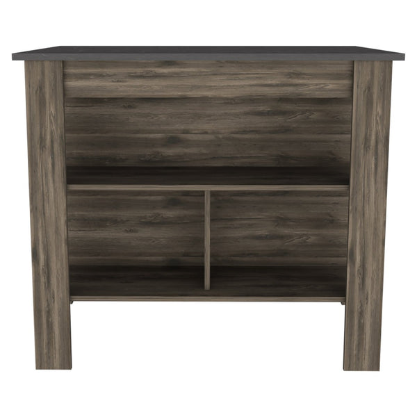 English Elm Rockaway 3-Shelf Kitchen Island In Dark Brown & Onix - Stylish, Durable Storage & Prep Solution! B06280051-GIGA