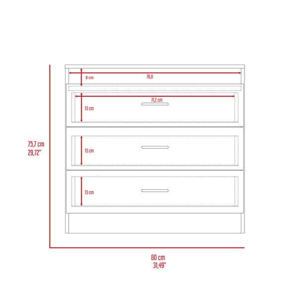 English Elm 3-Drawer Modern Dresser Wenge Finish with Sleek Metal Handles, Compact Storage Solution for Any Room B06280071
