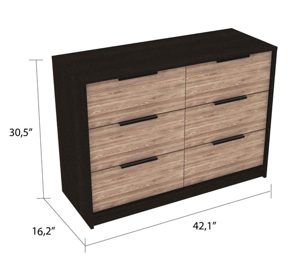 English Elm 4-Drawer Contemporary Two-Tone Dresser In Wenge And Pine - Stylish Storage Solution For Any Room B062S00144