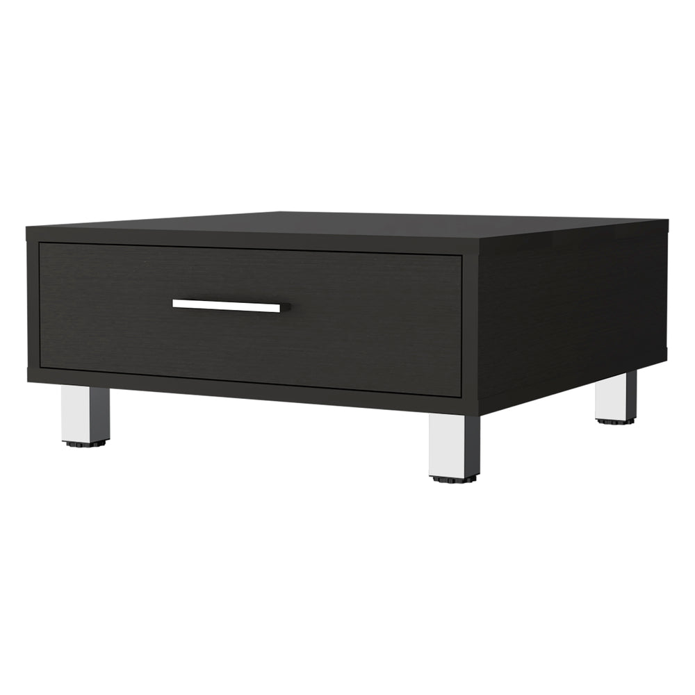 English Elm Wenge Modern 1-Drawer Rectangle Coffee Table with Metal Legs and Sleek Handle for Stylish Storage B06280212