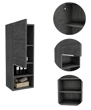English Elm Smokey Oak Modern Rectangle Medicine Cabinet with 4 Shelves, 2 Open Tiers & Space-Saving Design B06280582