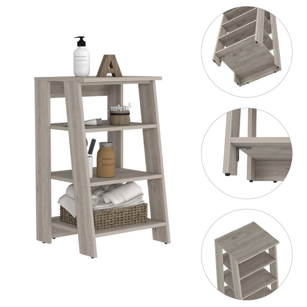 English Elm Nashua 4-Shelf Linen Cabinet Light Grey – Modern Stable Storage with Adjustable Shelf, Compact 29.7"H Organizer B06280361