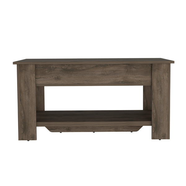 English Elm Karmen Lift-Top Storage Table with Hidden Compartments and Shoe Rack, Light Oak Accent for Entryway Brown B06280112