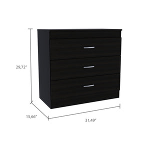 English Elm 3-Drawer Modern Dresser Wenge Finish with Sleek Metal Handles, Compact Storage Solution for Any Room B06280071