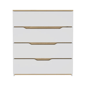 English Elm Lynbrook 4-Drawer Dresser in White & Light Oak — Durable Top, Contemporary Rectangular Design, Ample Storage B06280070
