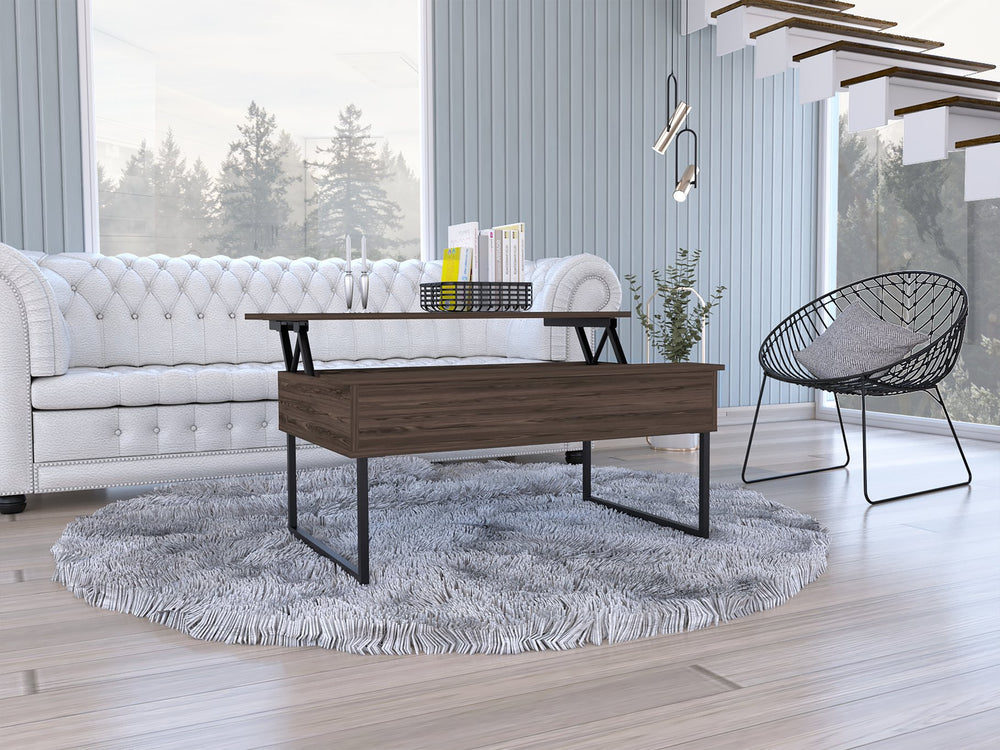 English Elm Trumbel Lift-Top Coffee Table Dark Walnut – Ergonomic Detachable Top, Hidden Storage, Stylish Workstation B06280154