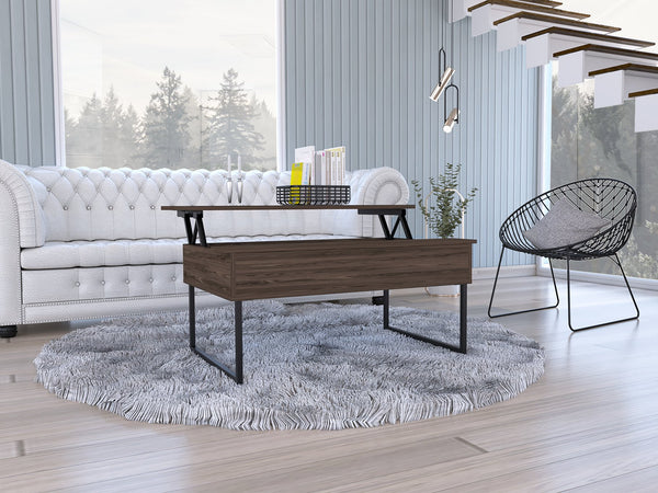 English Elm Trumbel Lift-Top Coffee Table Dark Walnut – Ergonomic Detachable Top, Hidden Storage, Stylish Workstation B06280154