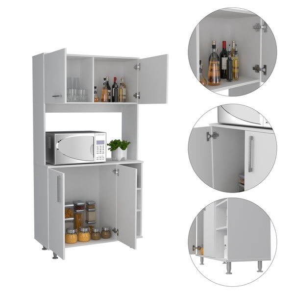 English Elm Bayshore Elegant 7-Shelf Pantry Cabinet White with 4 Doors & Drawers, Slim 70.86" High Kitchen Storage B062S00032