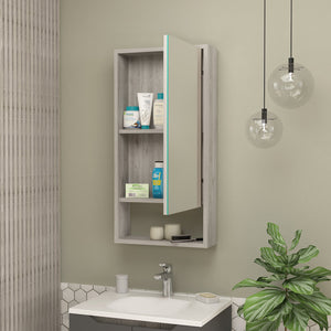English Elm Burlington Modern Rectangular Medicine Cabinet with Mirrored Door and Open Shelves for Baths Light Gray B06280282