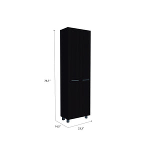 English Elm Rectangle Pantry Cabinet Wenge - 78.7" Tall 5-Shelf Storage Cupboard with Metal Handles, Slim Modern Design B062S00100
