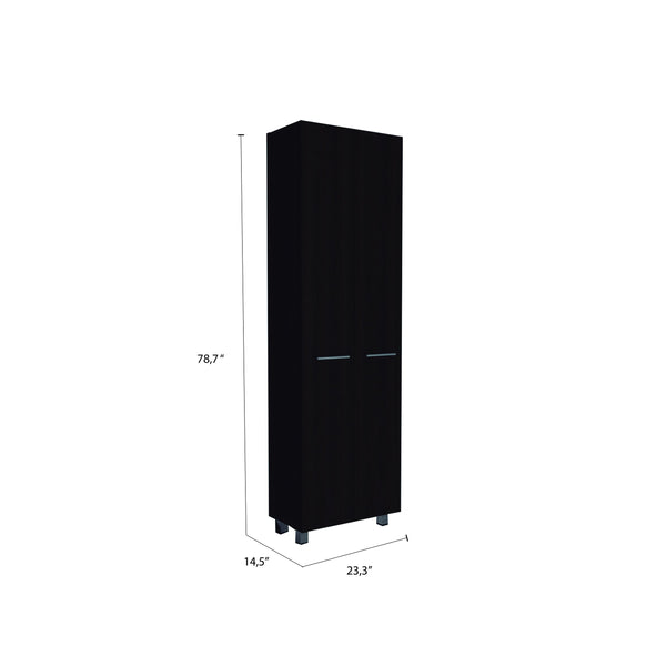 English Elm Rectangle Pantry Cabinet Wenge - 78.7" Tall 5-Shelf Storage Cupboard with Metal Handles, Slim Modern Design B062S00100