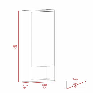 English Elm Rectangle Modern Medicine Cabinet with Mirror Wenge — Slim 3-Shelf Wall Storage, Elegant Powder Room Upgrade B06280281