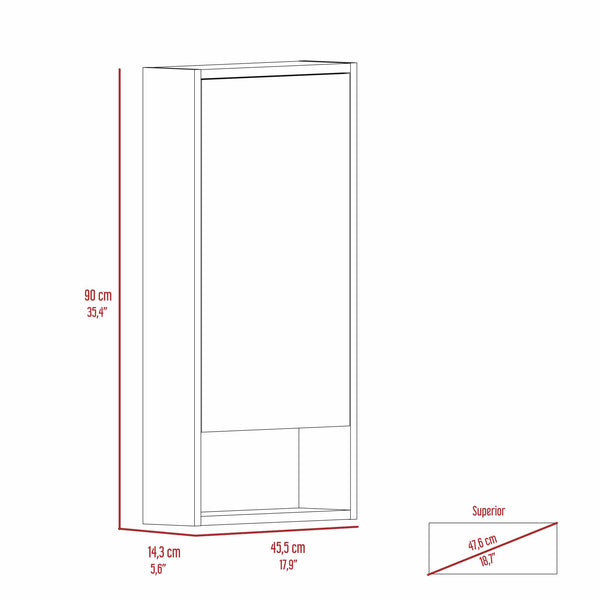 English Elm Rectangle Modern Medicine Cabinet with Mirror Wenge — Slim 3-Shelf Wall Storage, Elegant Powder Room Upgrade B06280281