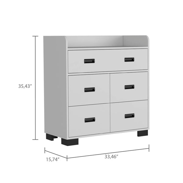 English Elm Edgemont White 5-Drawer Dresser – Elegant Space-Saving Storage, Durable Finish, Classic Rectangular Design B062S00009