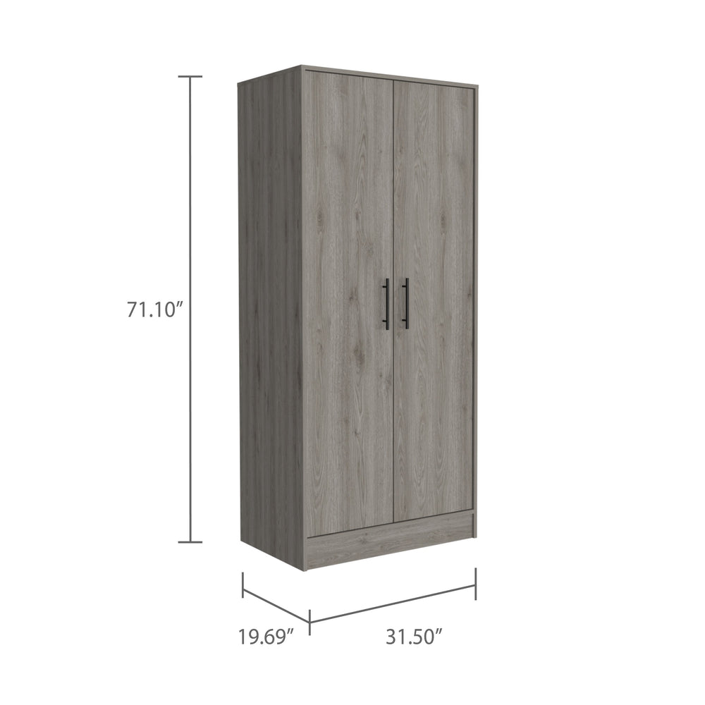 English Elm Conway Rectangle Armoire with Built-In Rod and Shelf, Modern Neutral Finish, Classic Versatile Storage Light Gray B062S00111