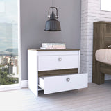 Modern White and Dark Brown 2-Drawer Nightstand with Superior Top | Versatile Storage Solution | 15.75 x 23.62 x 21.65