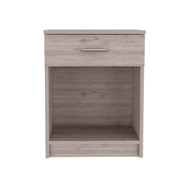 English Elm Light Grey Romantic Nightstand with Superior Top, 1 Drawer & 1 Shelf for Books, Essentials, Compact Elegance B06280364