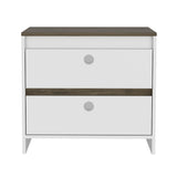 English Elm White and Dark Brown 2-Drawer Nightstand