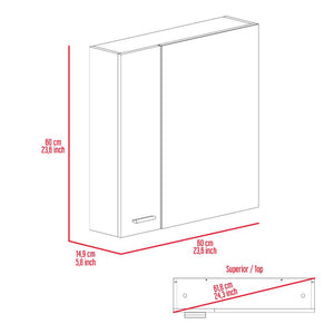 English Elm 4-Shelf Bathroom Medicine Cabinet with Mirror and Top Shelf for Extra Storage, Sleek Double-Door Design Light Gray B06280224
