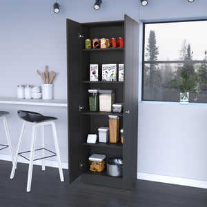 English Elm Rectangle Tall Storage Cabinet In Rich Wenge Finish - Modern Design With 5 Adjustable Shelves B06280486-GIGA