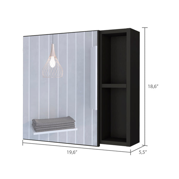 English Elm 2-Shelf Medicine Cabinet Wengue Finish — Modern Rectangular Mirror, Durable Top, Versatile Display Storage B06280278