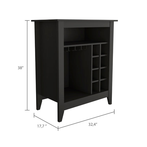English Elm 6-bottle Wenge Bar Cabinet with Drawer Open Shelf and Wine Cubbies for Dining Room B06280164