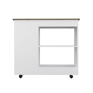 English Elm Holmeson 5-Shelf Kitchen Cart with Countertop, White & Dark Brown Finish, Rolling Mobile Storage Unit B06280008