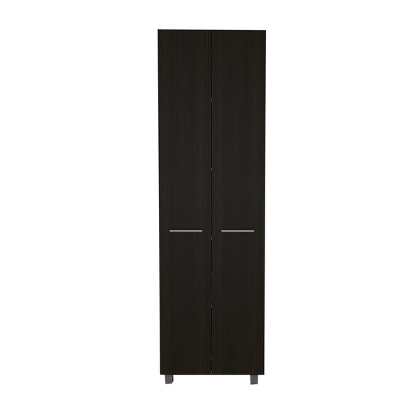 English Elm Rectangle Pantry Cabinet Wenge - 78.7" Tall 5-Shelf Storage Cupboard with Metal Handles, Slim Modern Design B062S00100