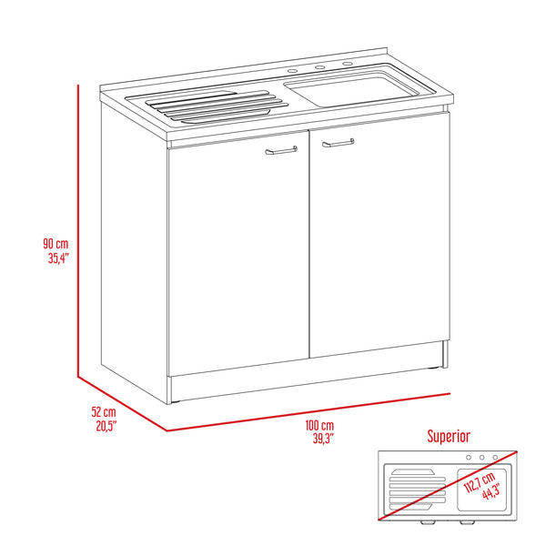 English Elm White White and Light Oak Rectangle 2-Door Utility Sink and Cabinet with Spacious Storage Workspace B062S00145