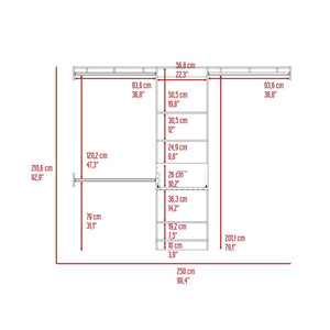 English Elm 1-Drawer Wengue Closet System with 4 Shelves & 3 Metal Support Rods, 82.9" H x 98.4" W Stylish Storage B062S00034