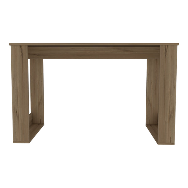 English Elm Lacey Compact Rectangle Computer Desk in Smokey Oak — Stylish Home Office, Shelf Storage, Space-Saving B06280017
