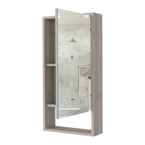 English Elm Burlington Modern Rectangular Medicine Cabinet with Mirrored Door and Open Shelves for Baths Light Gray B06280282