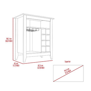 English Elm 6-bottle Wenge Bar Cabinet with Drawer Open Shelf and Wine Cubbies for Dining Room B06280164