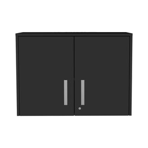 English Elm Wenge Locking 2-Door Wall Cabinet with 3 Shelves, Desktop Workspace, Padlock & Metal Hardware B06280347