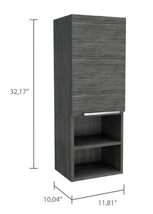 English Elm Smokey Oak Modern Rectangle Medicine Cabinet with 4 Shelves, 2 Open Tiers & Space-Saving Design B06280582