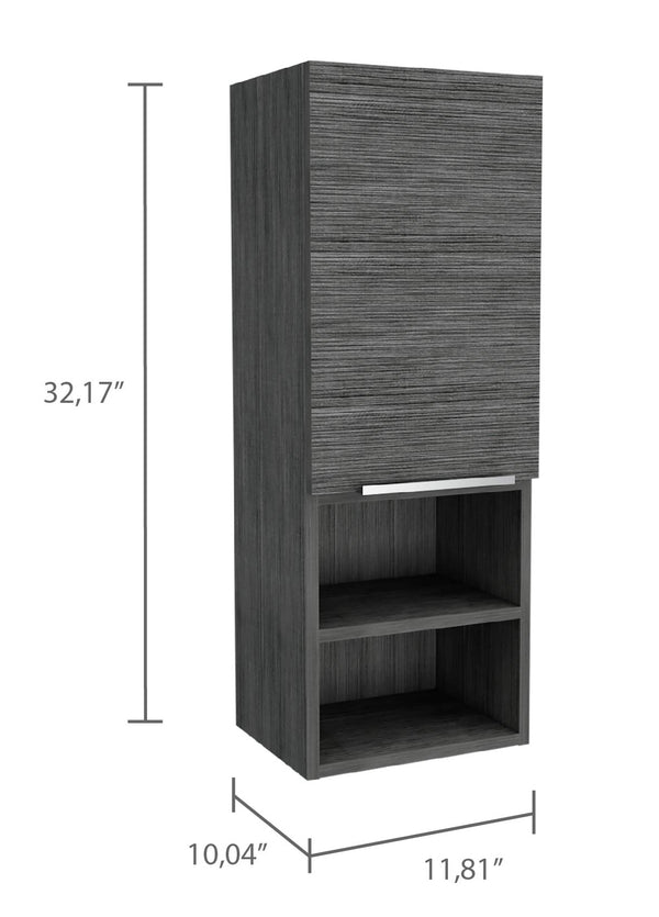 English Elm Smokey Oak Modern Rectangle Medicine Cabinet with 4 Shelves, 2 Open Tiers & Space-Saving Design B06280582