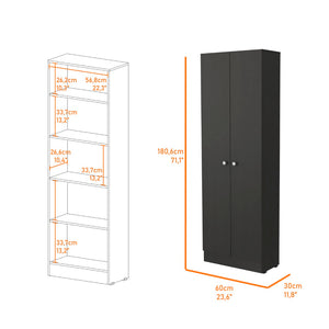 English Elm Rectangle Tall Storage Cabinet In Rich Wenge Finish - Modern Design With 5 Adjustable Shelves B06280486-GIGA