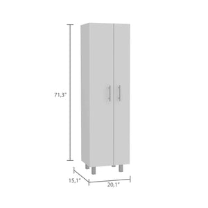 English Elm Halifax Tall 2-Door Rectangle Closet Pantry with 5 Shelves for Brooms, Mops & Home Storage White B062S00089
