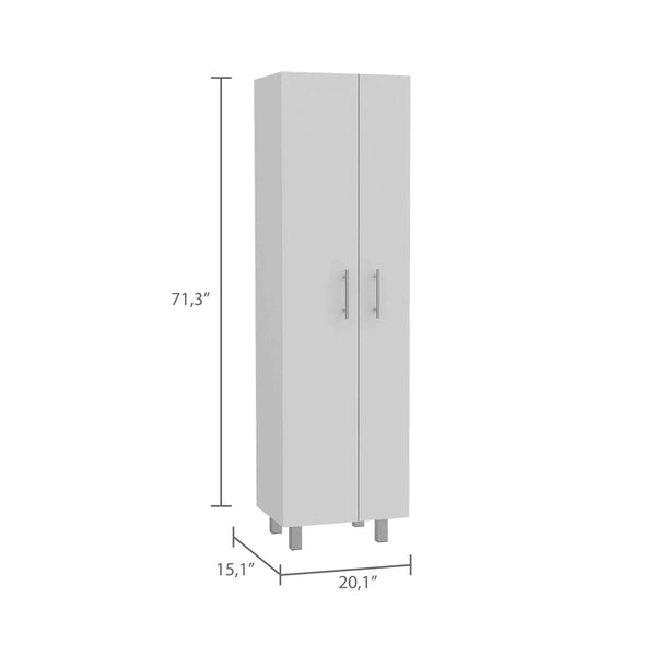 English Elm Halifax Tall 2-Door Rectangle Closet Pantry with 5 Shelves for Brooms, Mops & Home Storage White B062S00089
