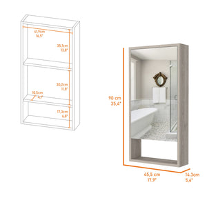 English Elm Burlington Modern Rectangular Medicine Cabinet with Mirrored Door and Open Shelves for Baths Light Gray B06280282
